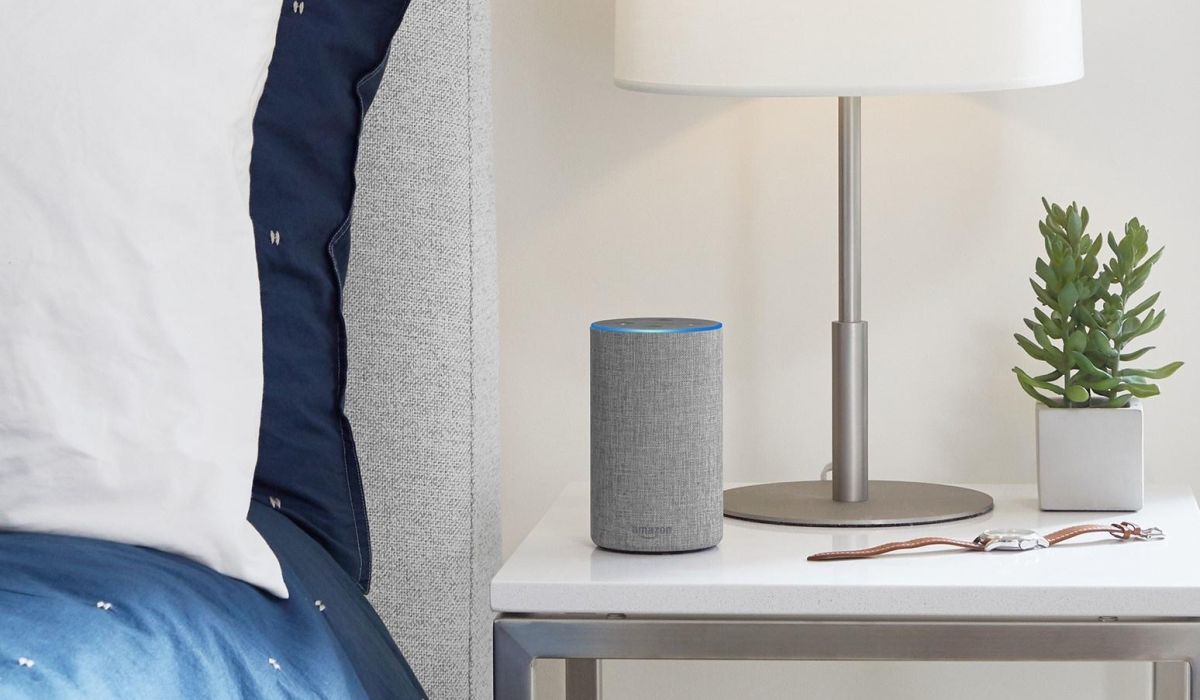 amazon alexa product on nightstand